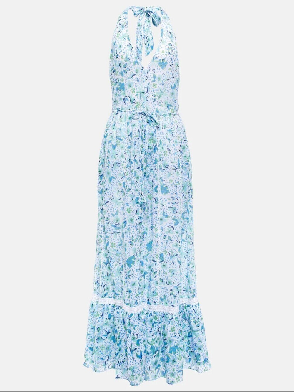 Poupette St Barth - Carine Floral Cotton Maxi Halter Dress - Large (Flaw)